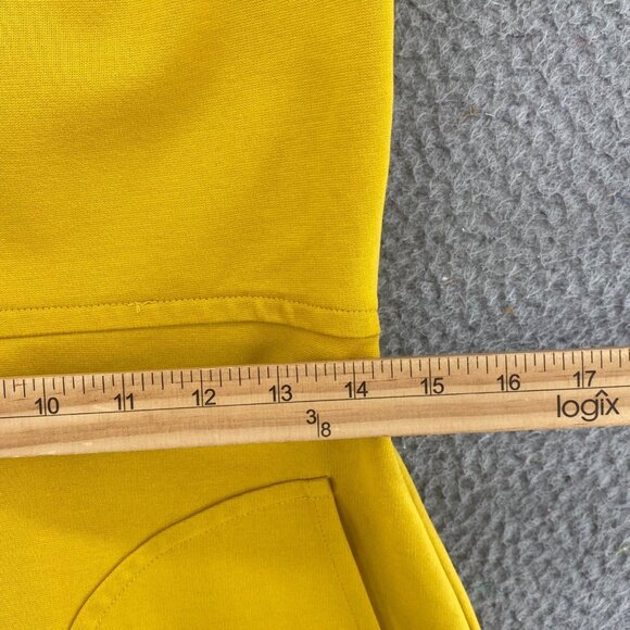 Boden Dress Womens 8R Yellow Fit & Flare Short Sleeve Ponte Knit Notch Neck Mini - Picture 10 of 12